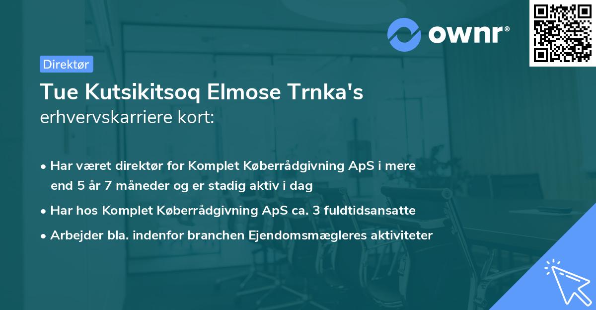 Tue Kutsikitsoq Elmose Trnka's erhvervskarriere kort
