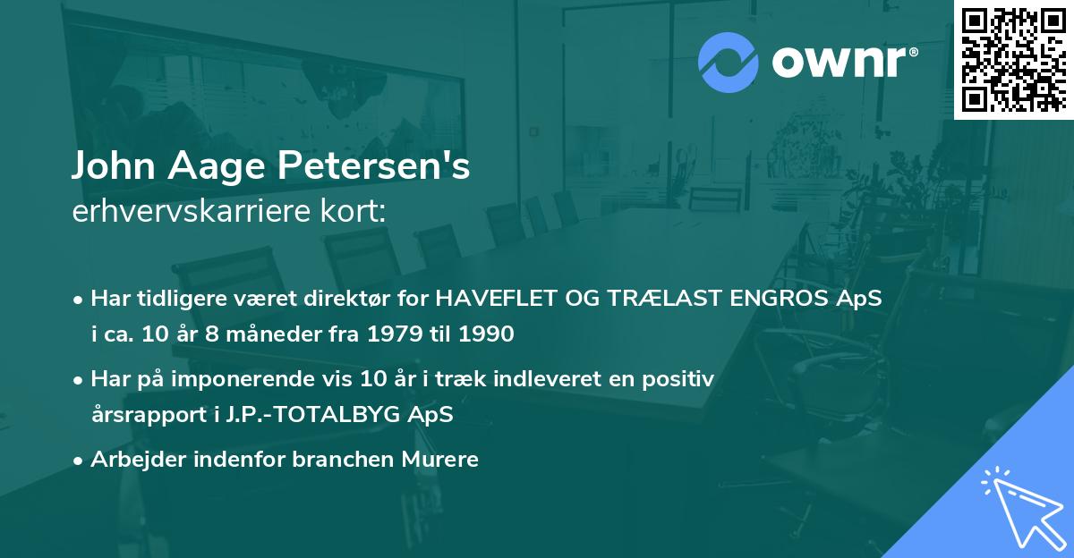 John Aage Petersen's erhvervskarriere kort