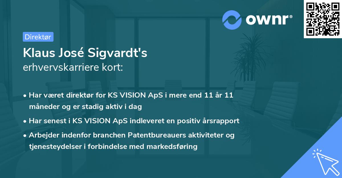 Klaus José Sigvardt's erhvervskarriere kort
