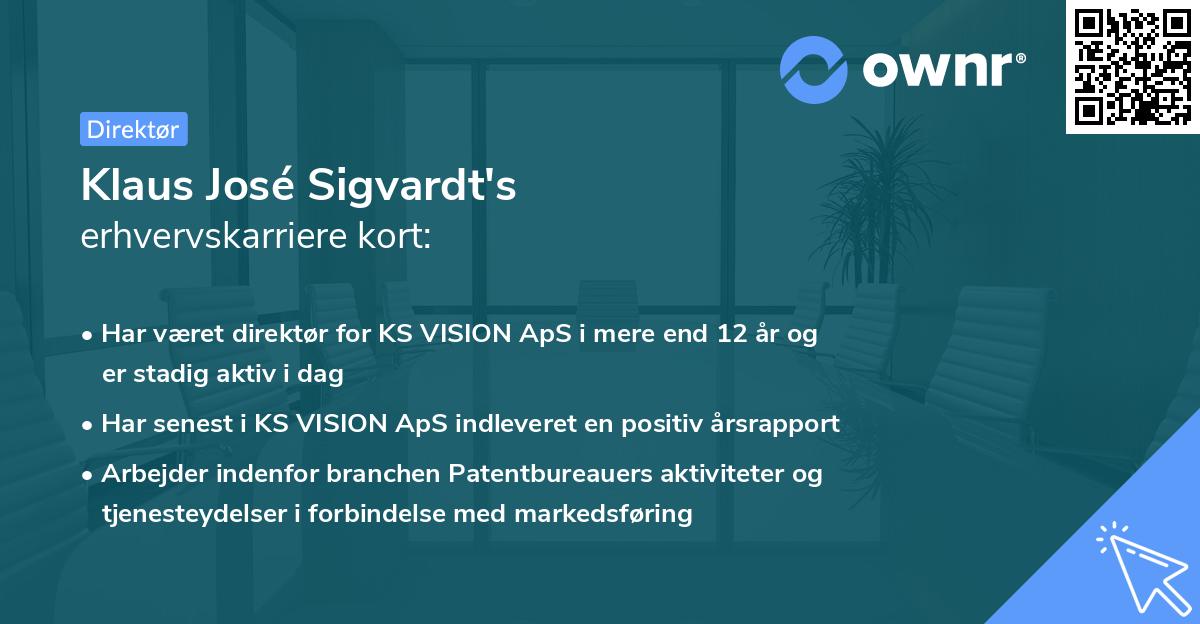 Klaus José Sigvardt's erhvervskarriere kort