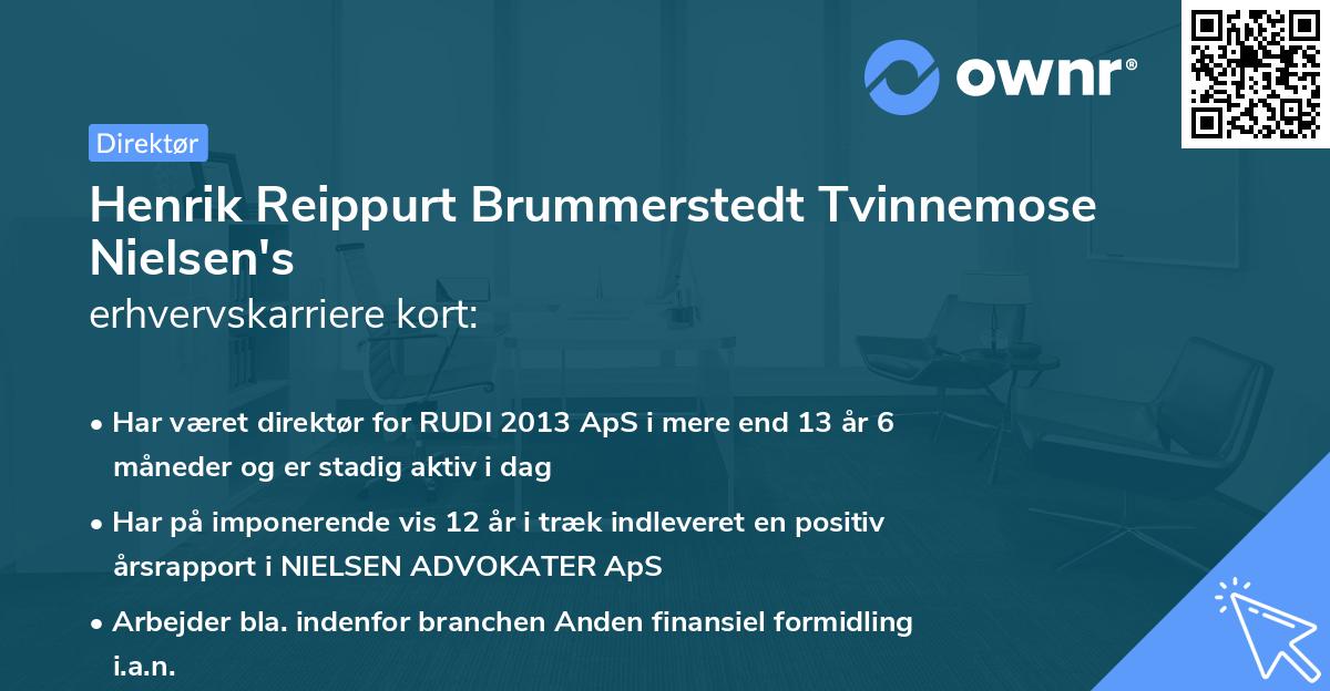 Henrik Reippurt Brummerstedt Tvinnemose Nielsen's erhvervskarriere kort