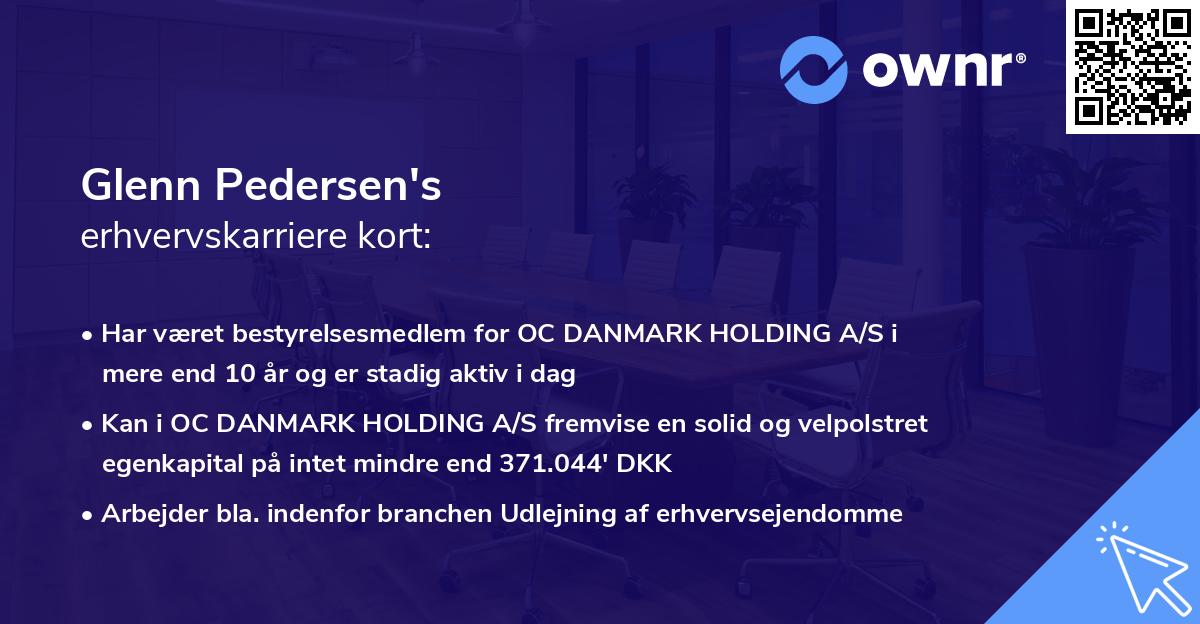 Glenn Pedersen's erhvervskarriere kort