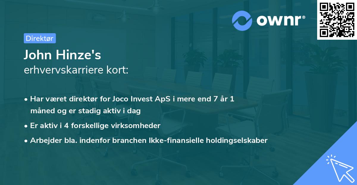 John Hinze's erhvervskarriere kort