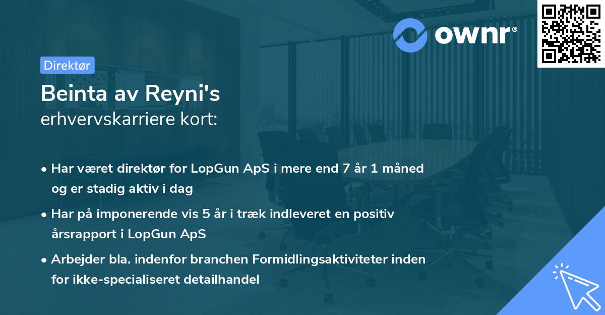 Beinta av Reyni's erhvervskarriere kort