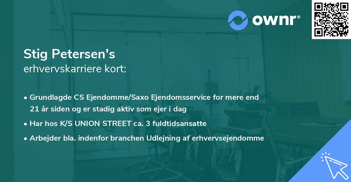 Stig Petersen's erhvervskarriere kort