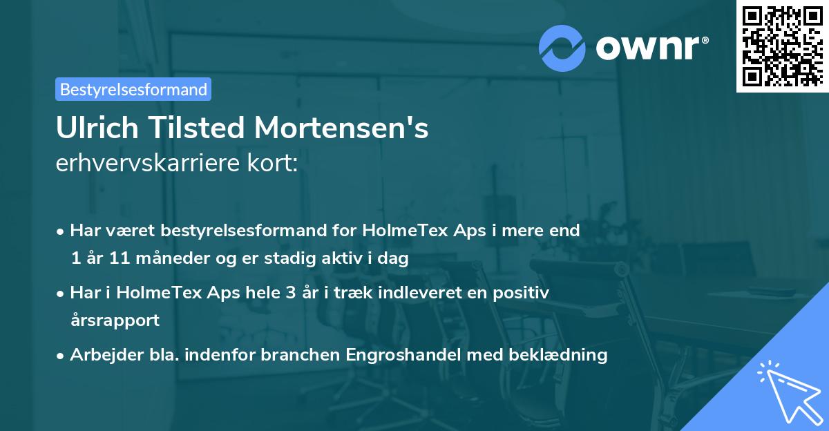 Ulrich Tilsted Mortensen's erhvervskarriere kort