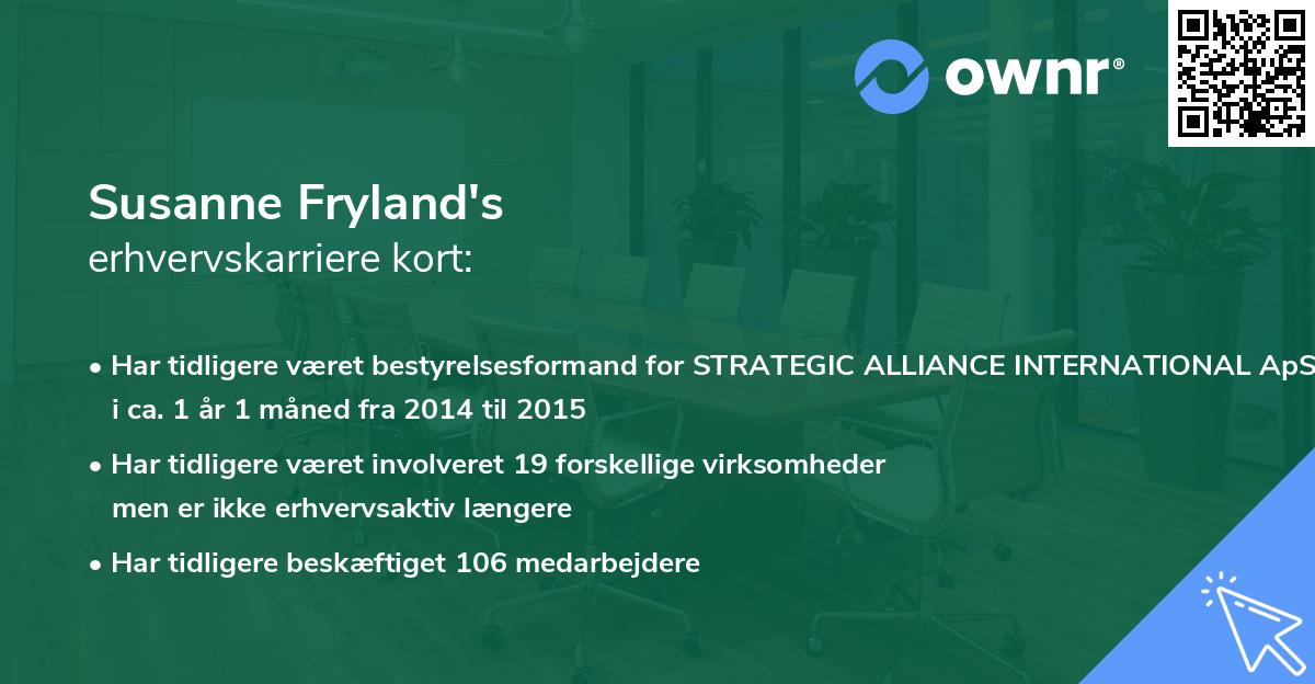 Susanne Fryland's erhvervskarriere kort
