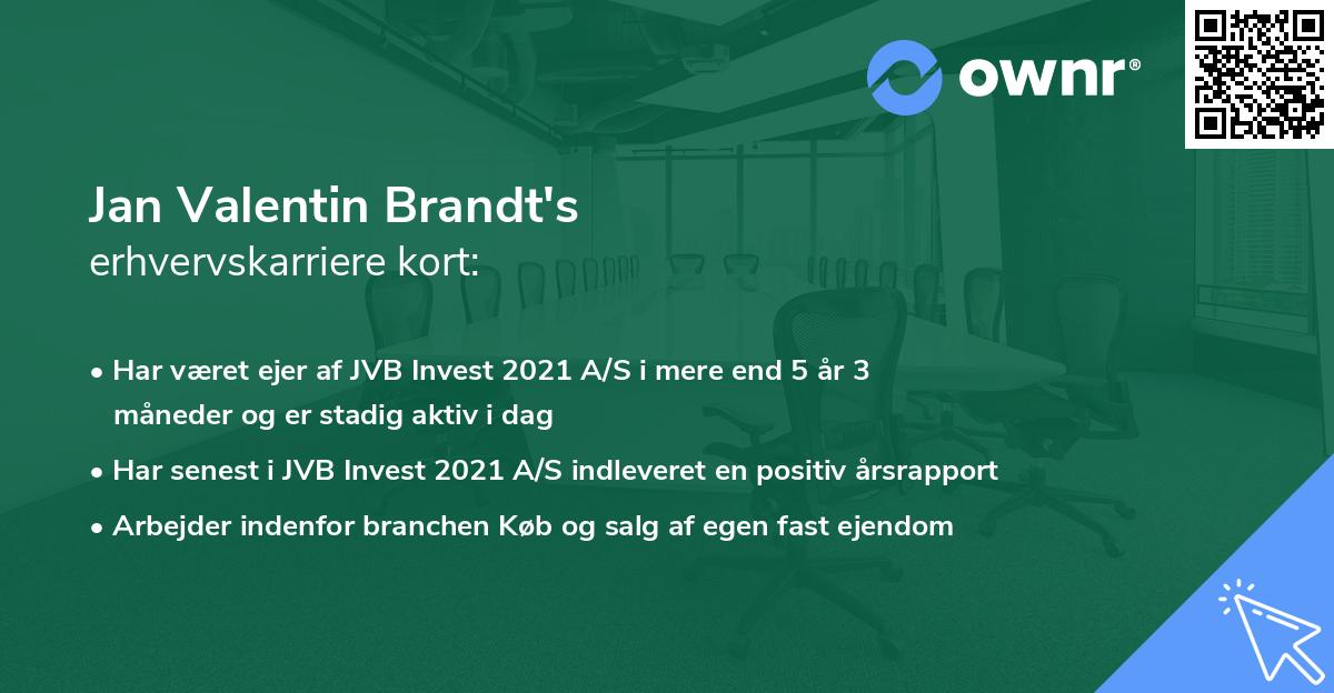 Jan Valentin Brandt's erhvervskarriere kort
