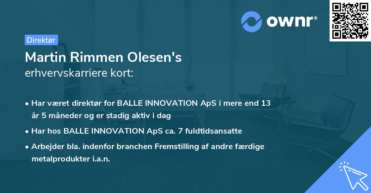 Martin Rimmen Olesen's erhvervskarriere kort