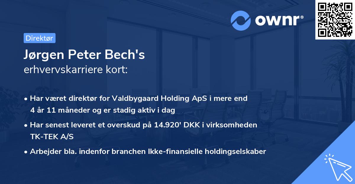 Jørgen Peter Bech's erhvervskarriere kort