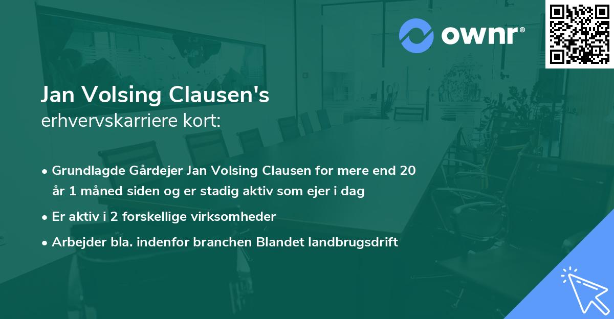 Jan Volsing Clausen's erhvervskarriere kort