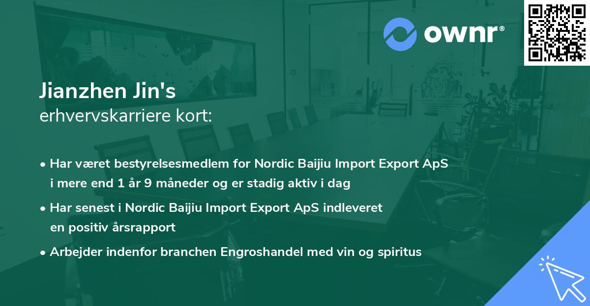 Jianzhen Jin's erhvervskarriere kort