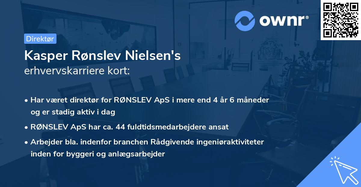 Kasper Rønslev Nielsen's erhvervskarriere kort