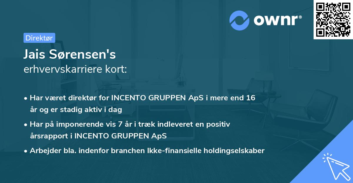 Jais Sørensen's erhvervskarriere kort