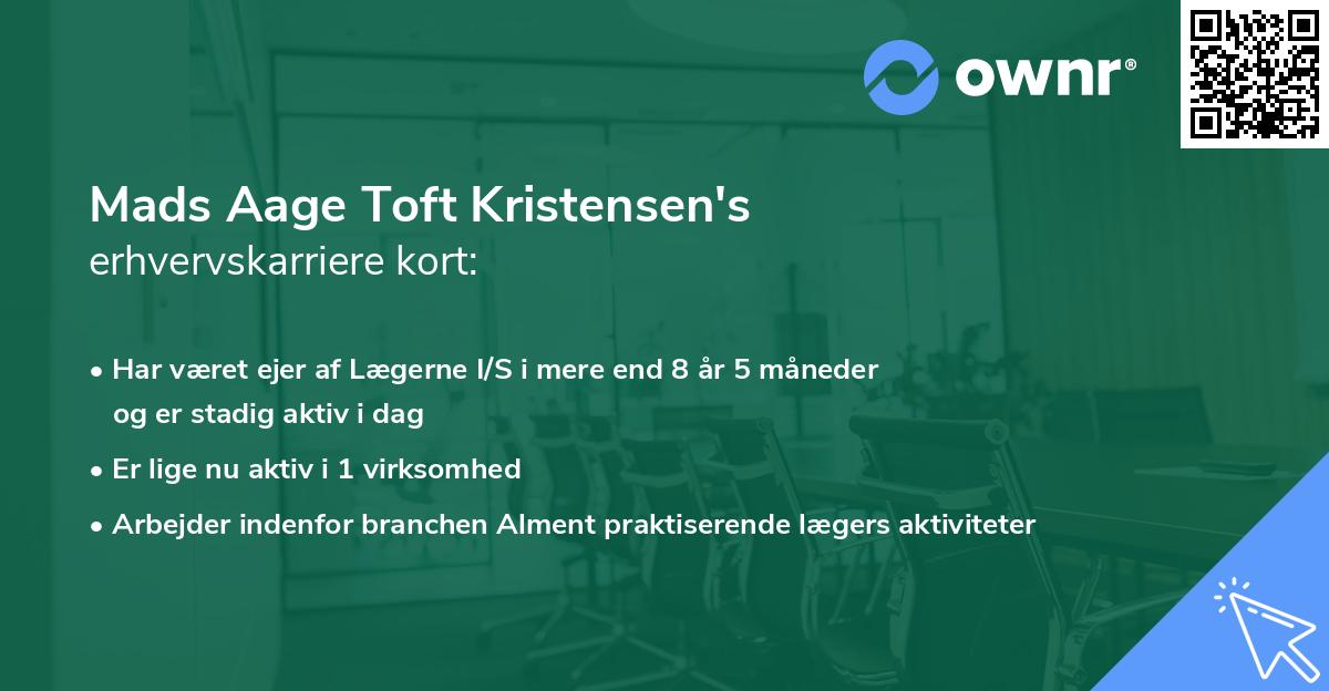 Mads Aage Toft Kristensen's erhvervskarriere kort