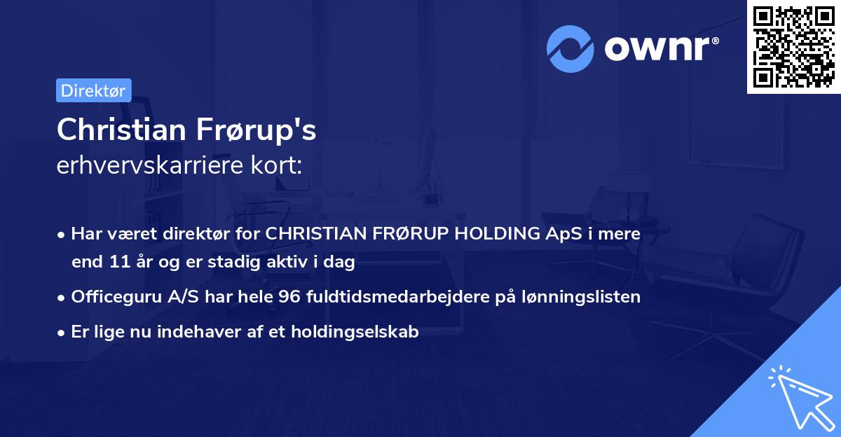 Christian Frørup's erhvervskarriere kort