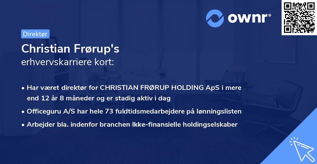 Christian Frørup's erhvervskarriere kort