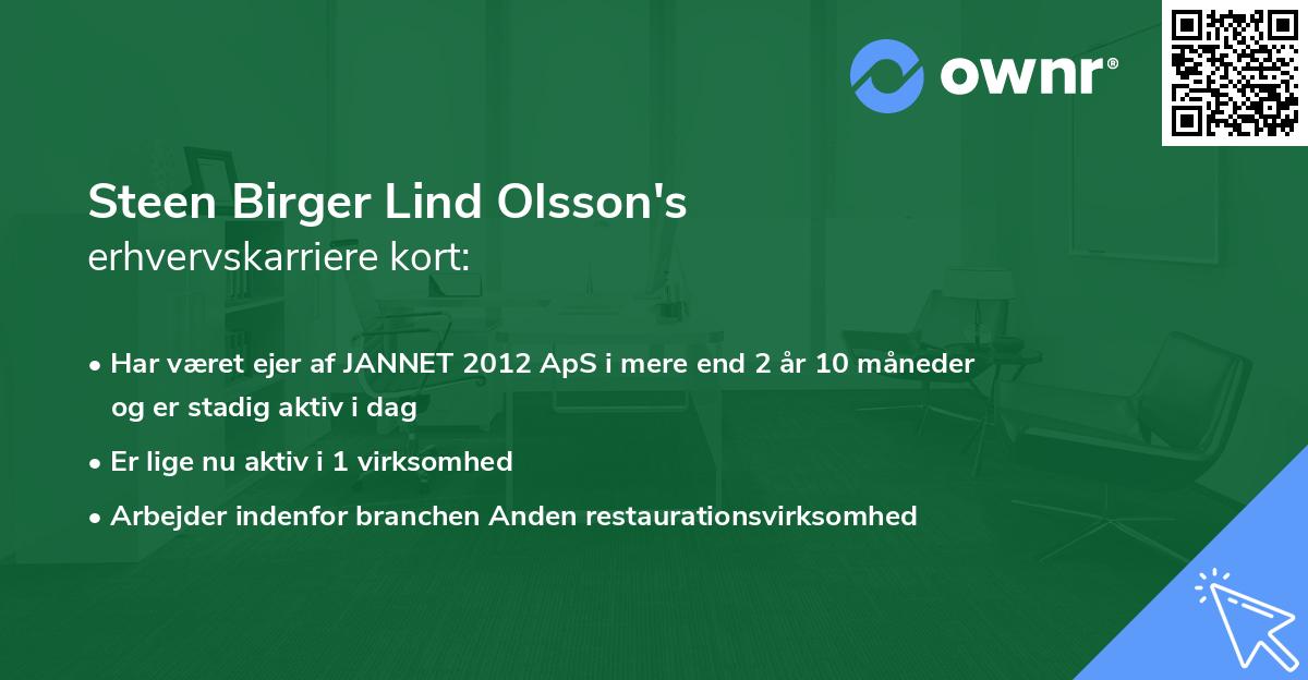 Steen Birger Lind Olsson's erhvervskarriere kort