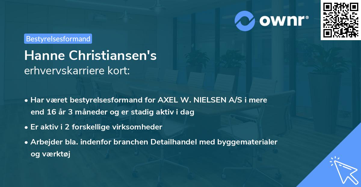 Hanne Christiansen's erhvervskarriere kort