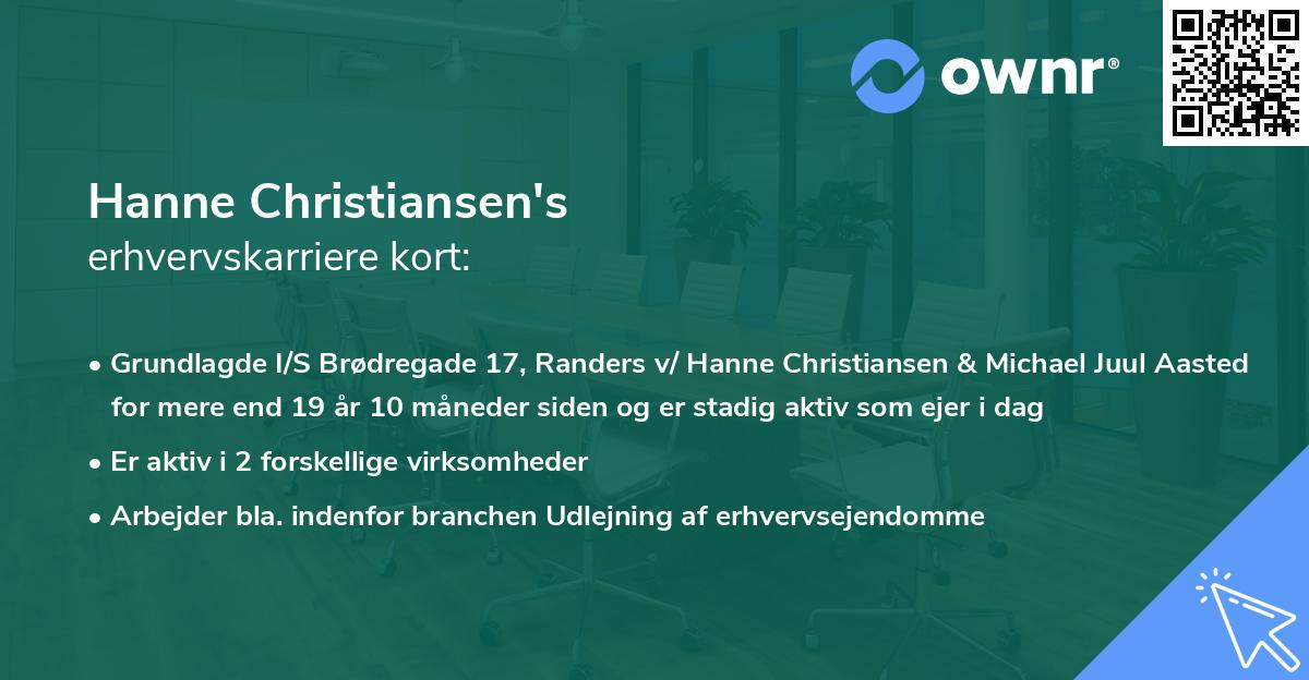 Hanne Christiansen's erhvervskarriere kort