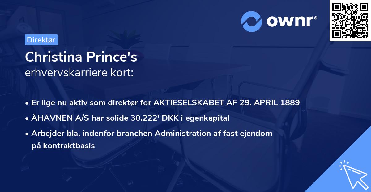 Christina Prince's erhvervskarriere kort