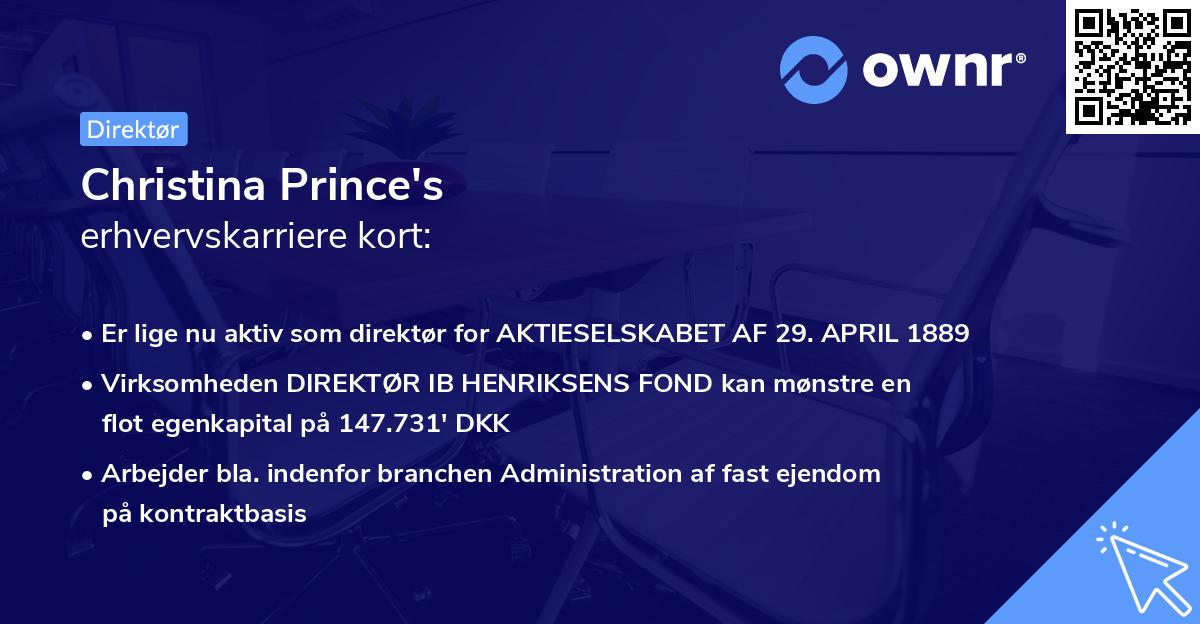Christina Prince's erhvervskarriere kort