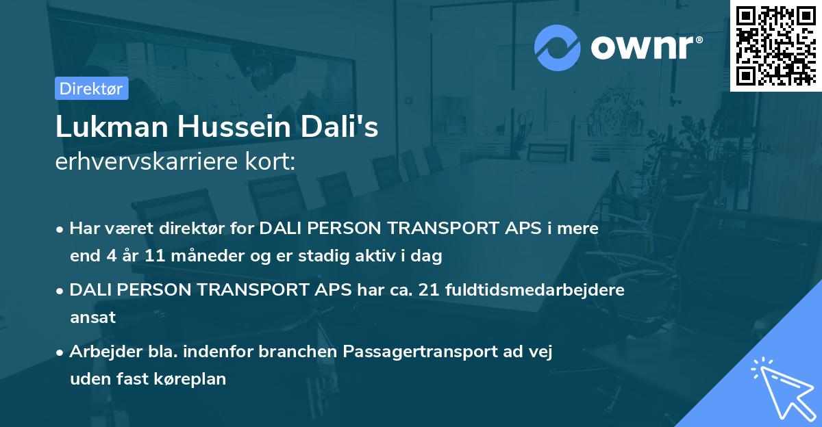 Lukman Hussein Dali's erhvervskarriere kort