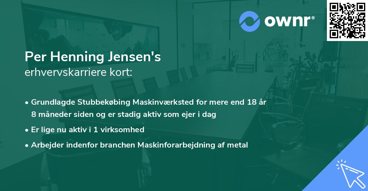 Per Henning Jensen's erhvervskarriere kort