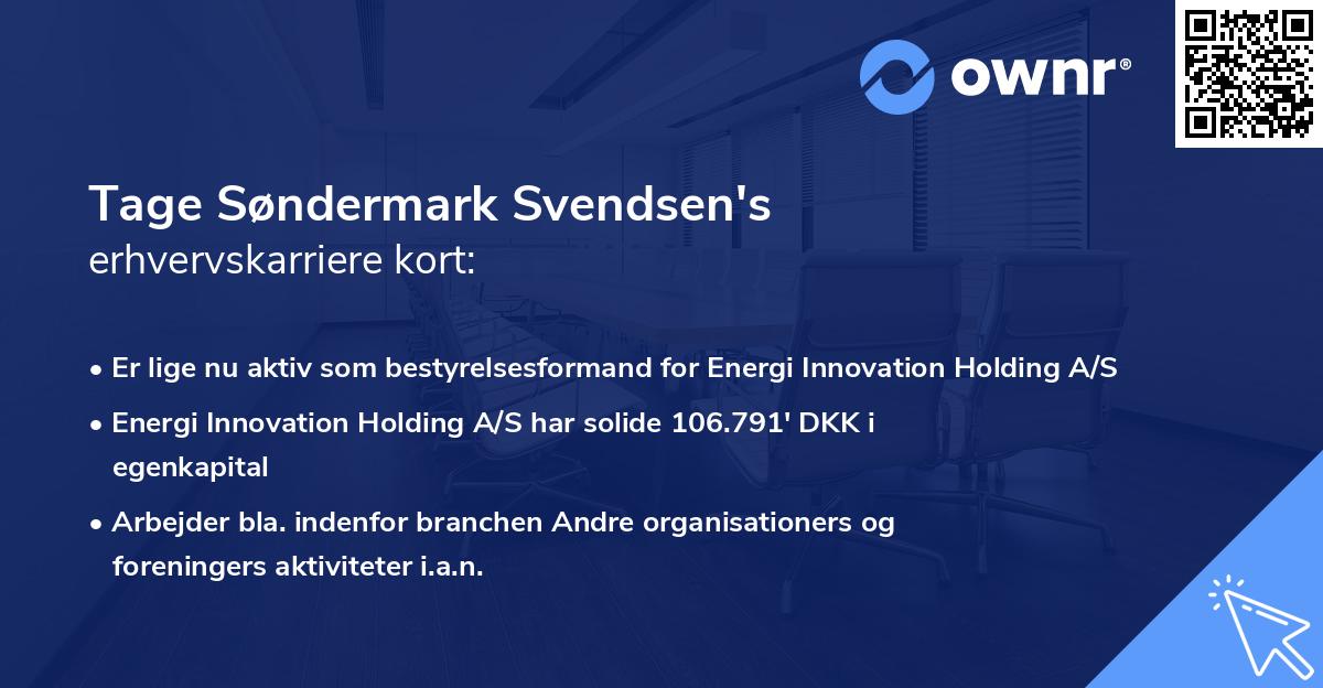 Tage Søndermark Svendsen's erhvervskarriere kort