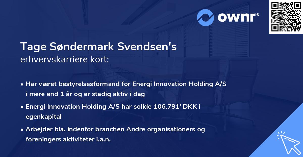 Tage Søndermark Svendsen's erhvervskarriere kort