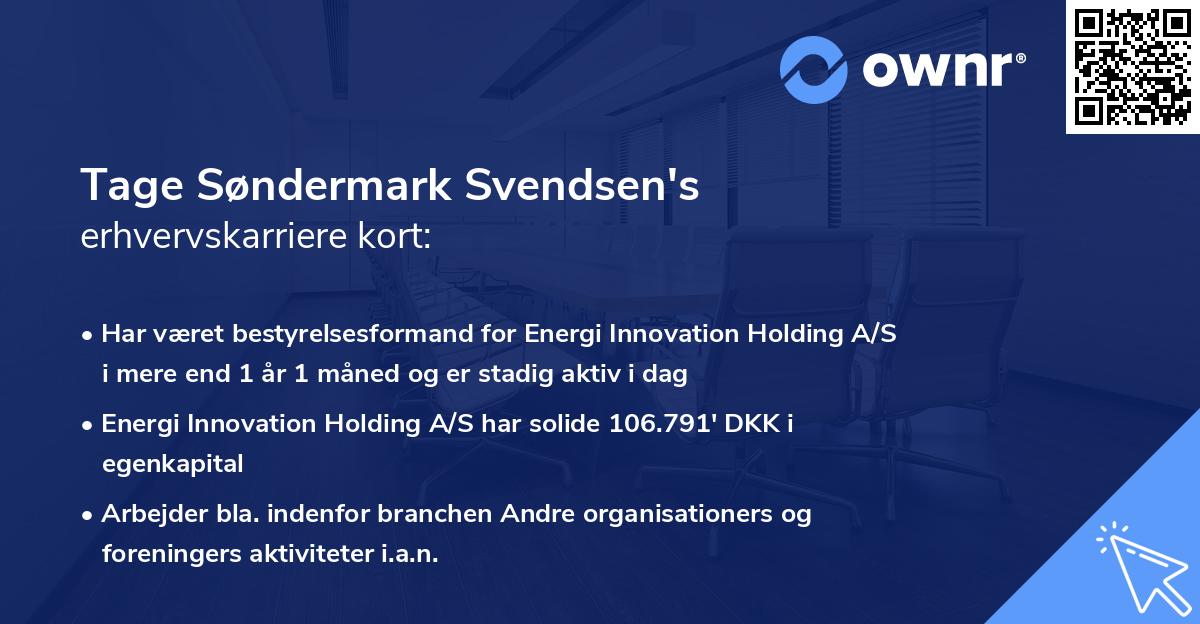 Tage Søndermark Svendsen's erhvervskarriere kort
