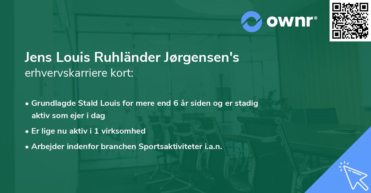 Jens Louis Ruhländer Jørgensen's erhvervskarriere kort