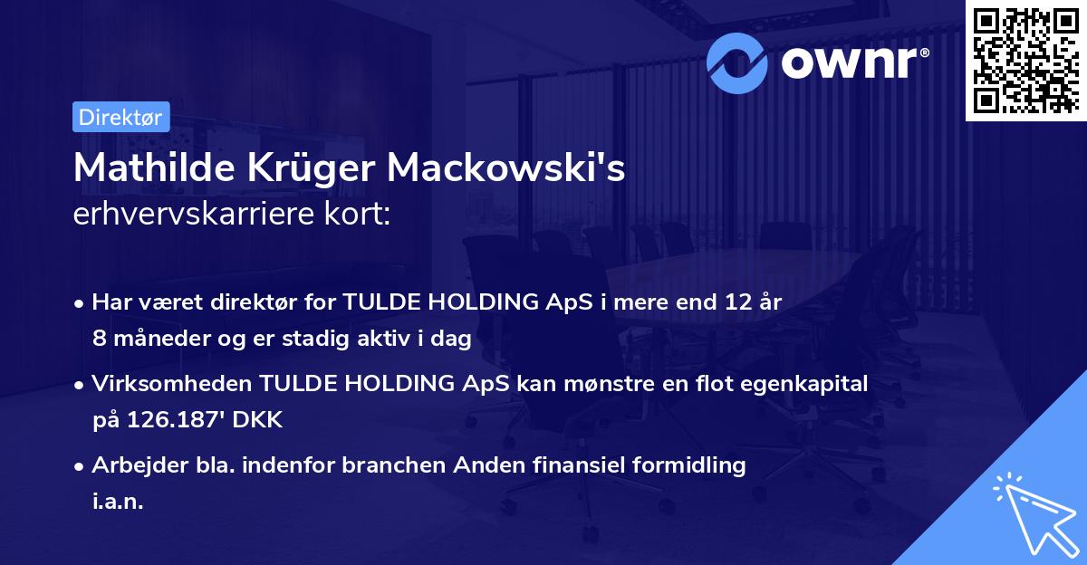 Mathilde Krüger Mackowski's erhvervskarriere kort