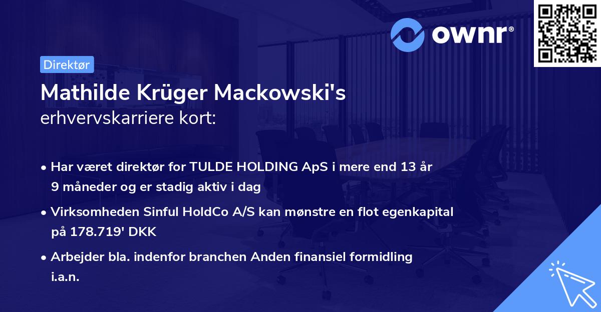 Mathilde Krüger Mackowski's erhvervskarriere kort