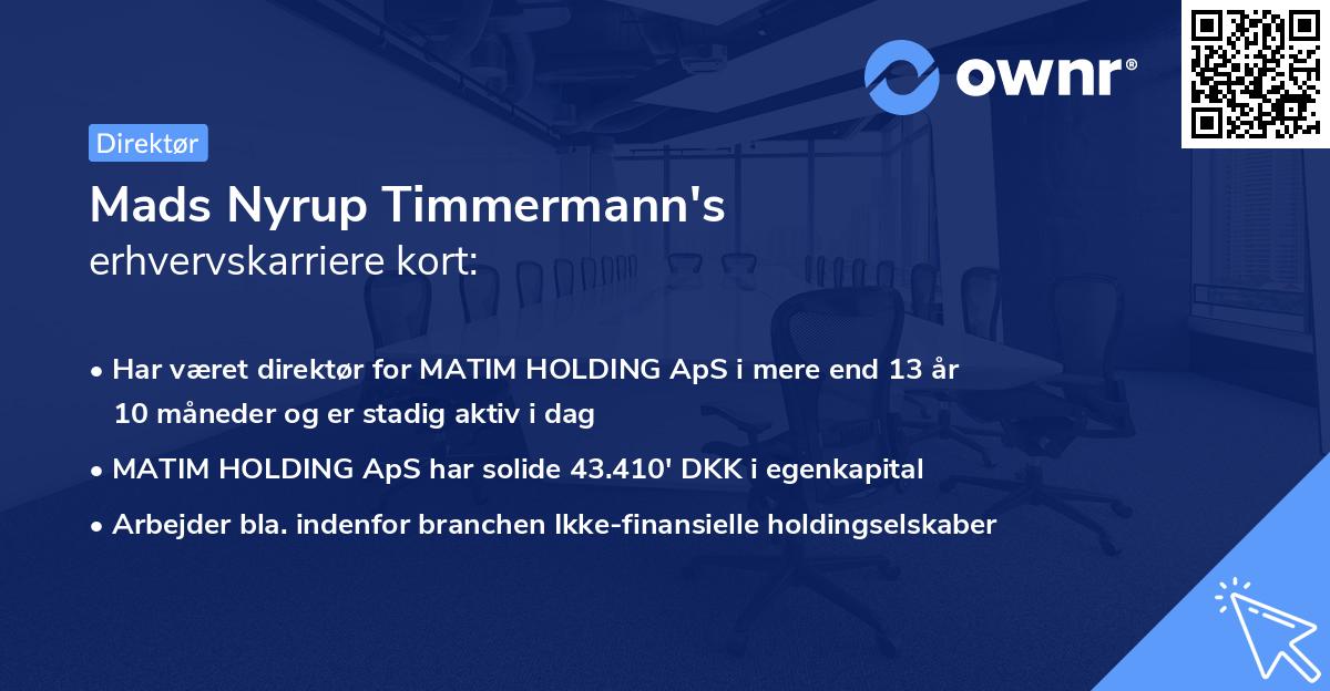 Mads Nyrup Timmermann's erhvervskarriere kort