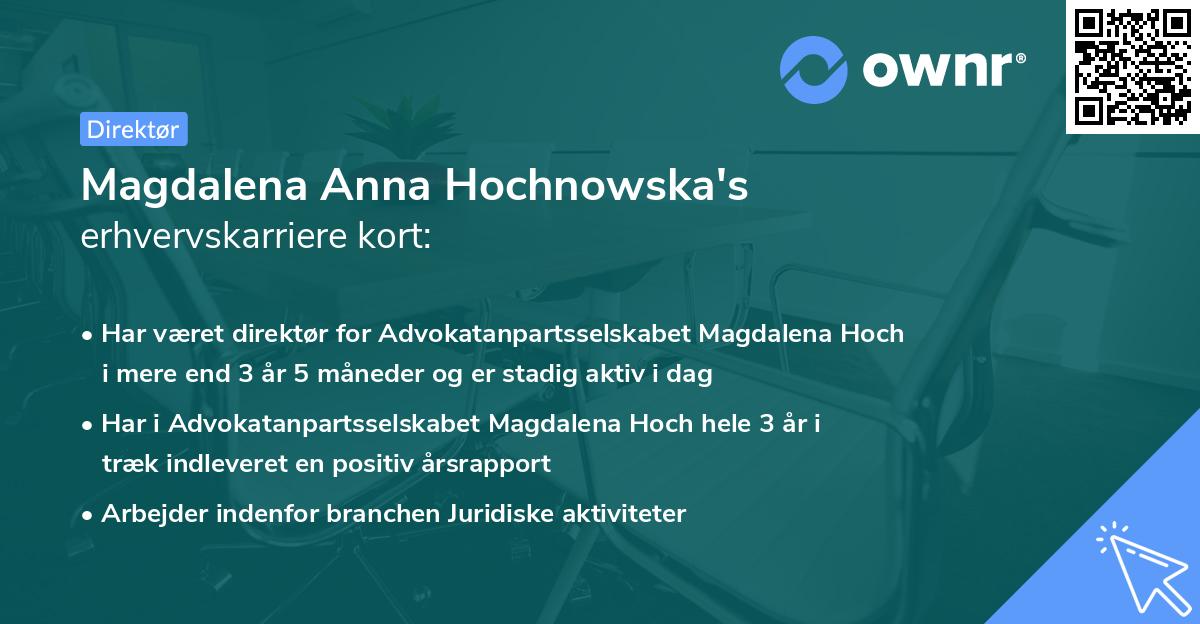 Magdalena Anna Hochnowska's erhvervskarriere kort