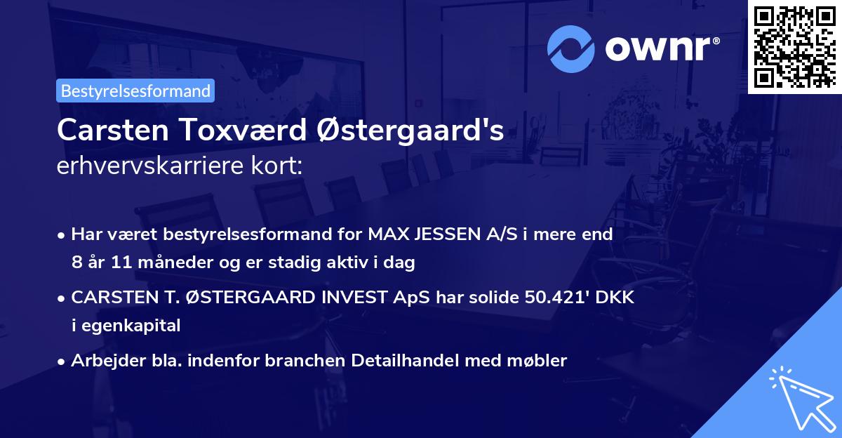 Carsten Toxværd Østergaard's erhvervskarriere kort