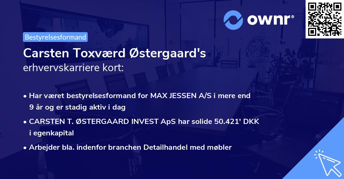 Carsten Toxværd Østergaard's erhvervskarriere kort