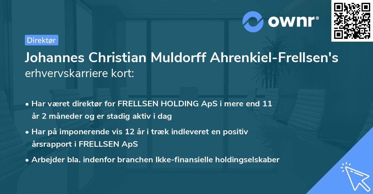 Johannes Christian Muldorff Ahrenkiel-Frellsen's erhvervskarriere kort