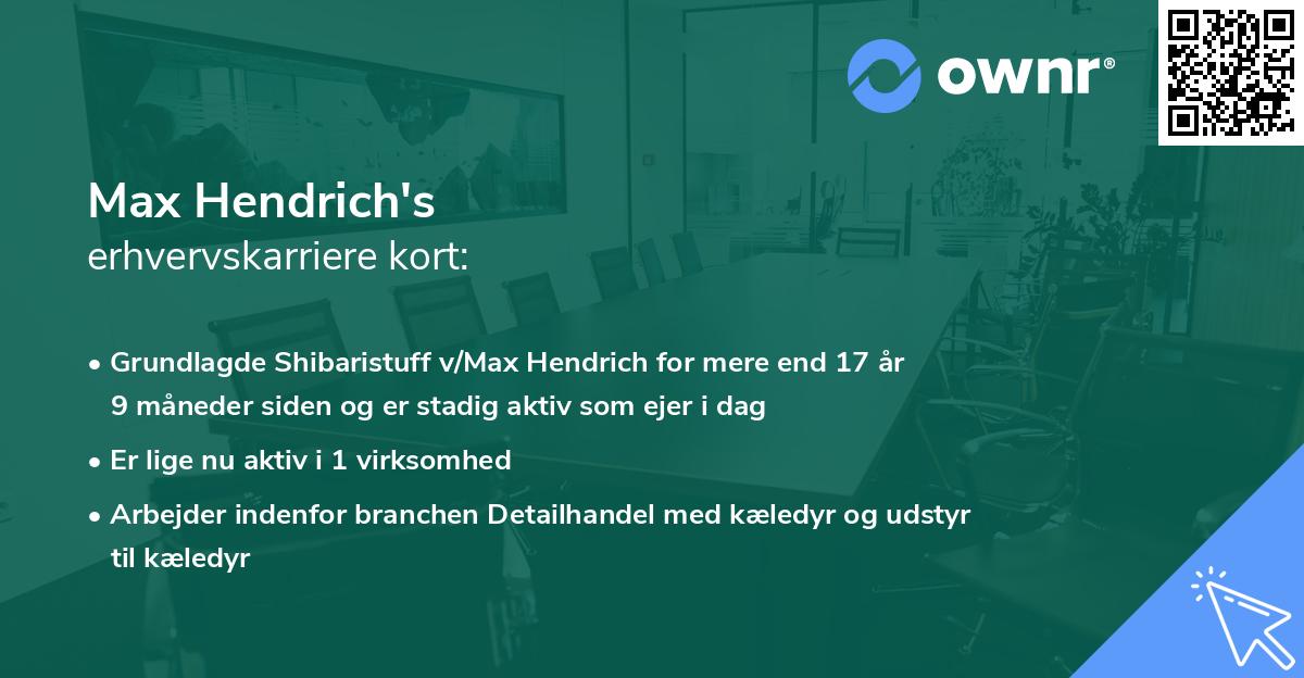 Max Hendrich's erhvervskarriere kort