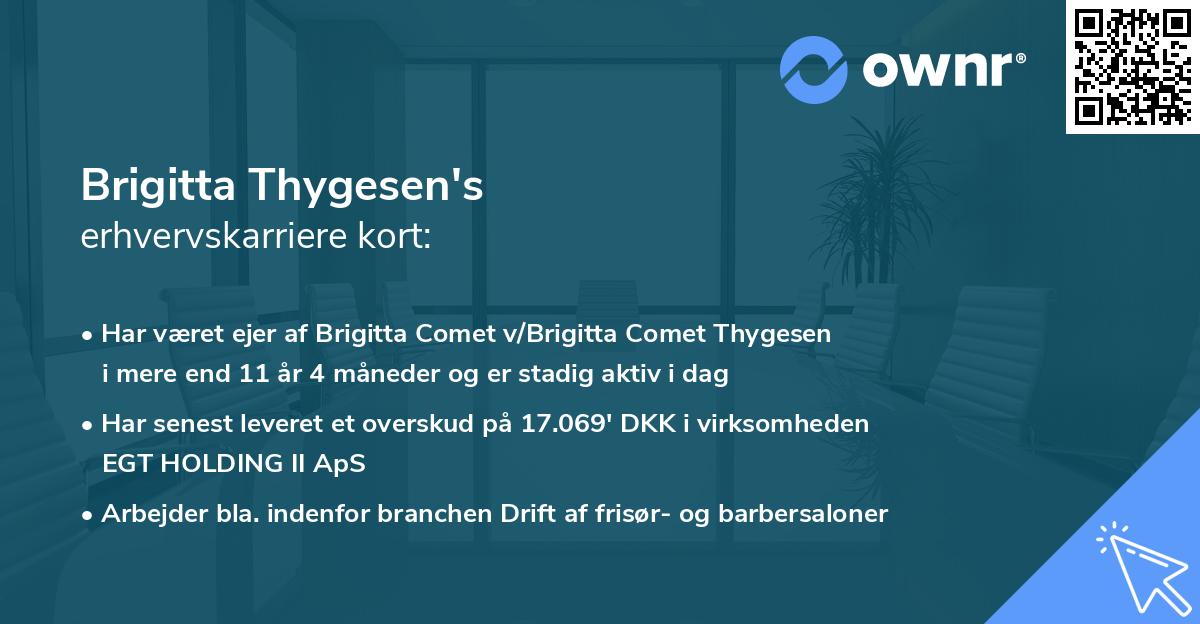 Brigitta Thygesen's erhvervskarriere kort