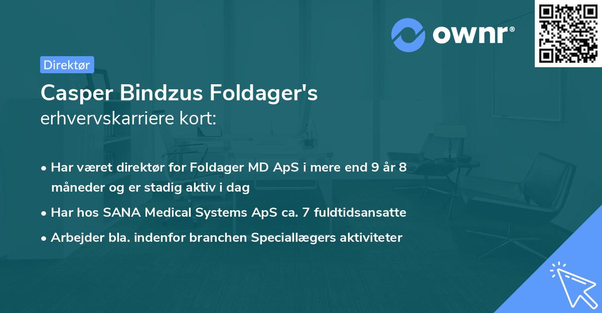 Casper Bindzus Foldager's erhvervskarriere kort