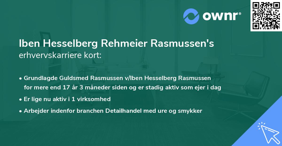 Iben Hesselberg Rehmeier Rasmussen's erhvervskarriere kort
