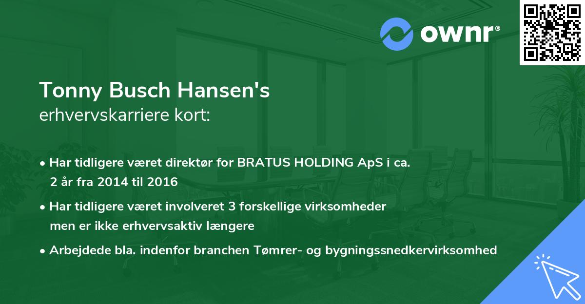 Tonny Busch Hansen's erhvervskarriere kort