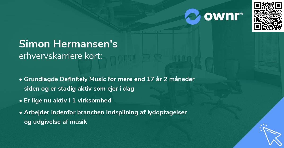 Simon Hermansen's erhvervskarriere kort