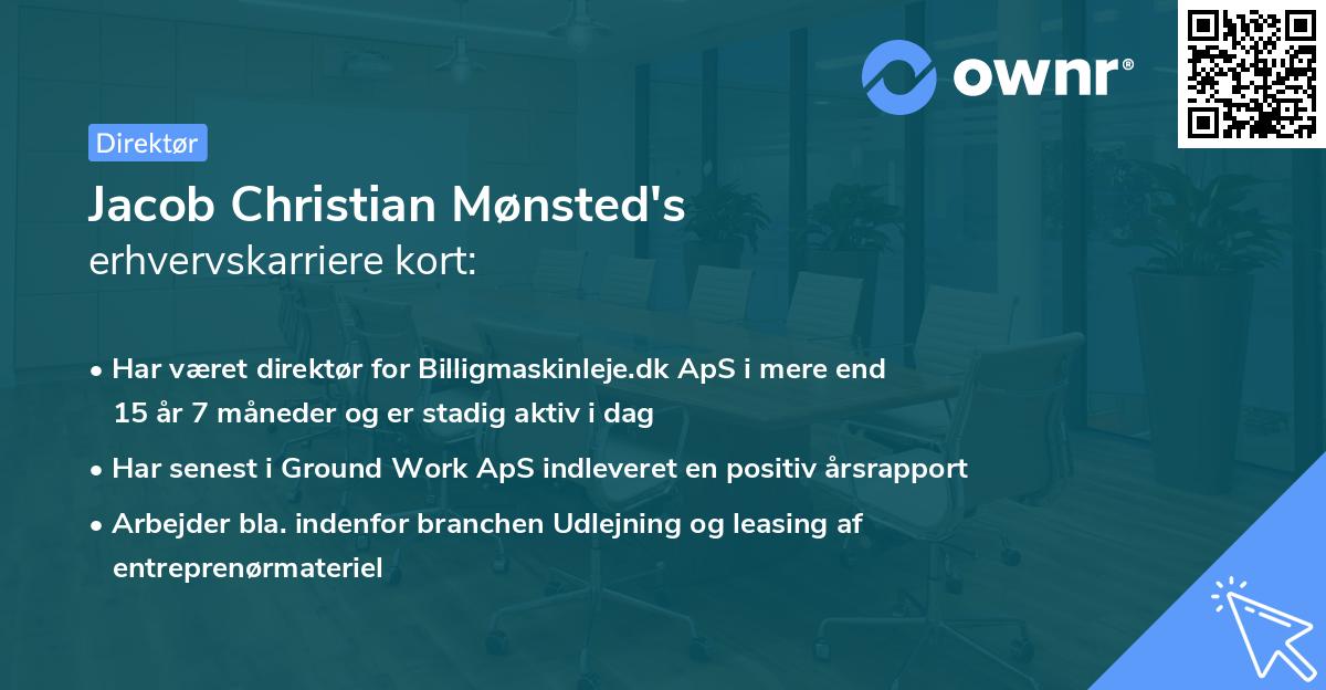 Jacob Christian Mønsted's erhvervskarriere kort