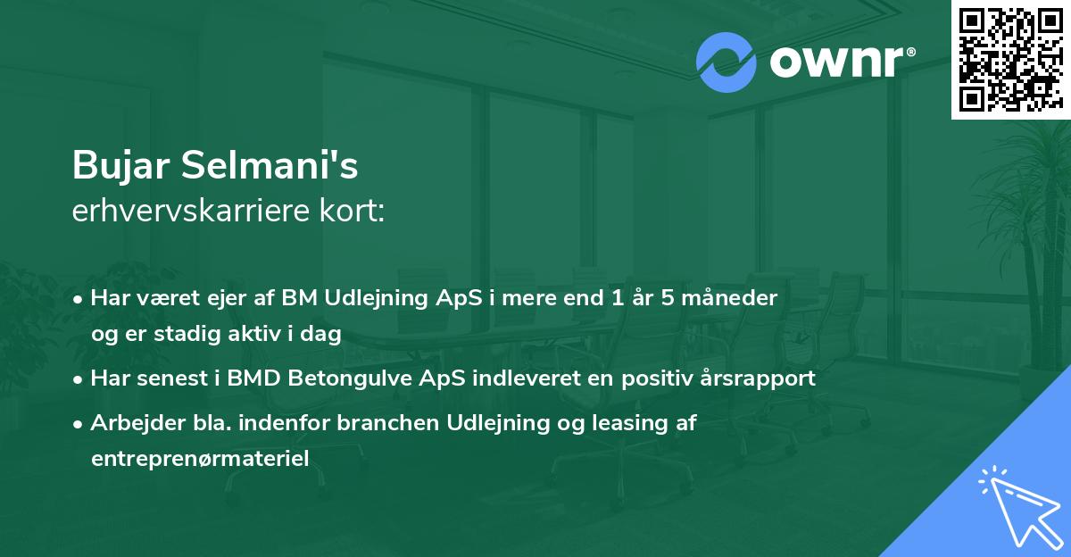Bujar Selmani's erhvervskarriere kort