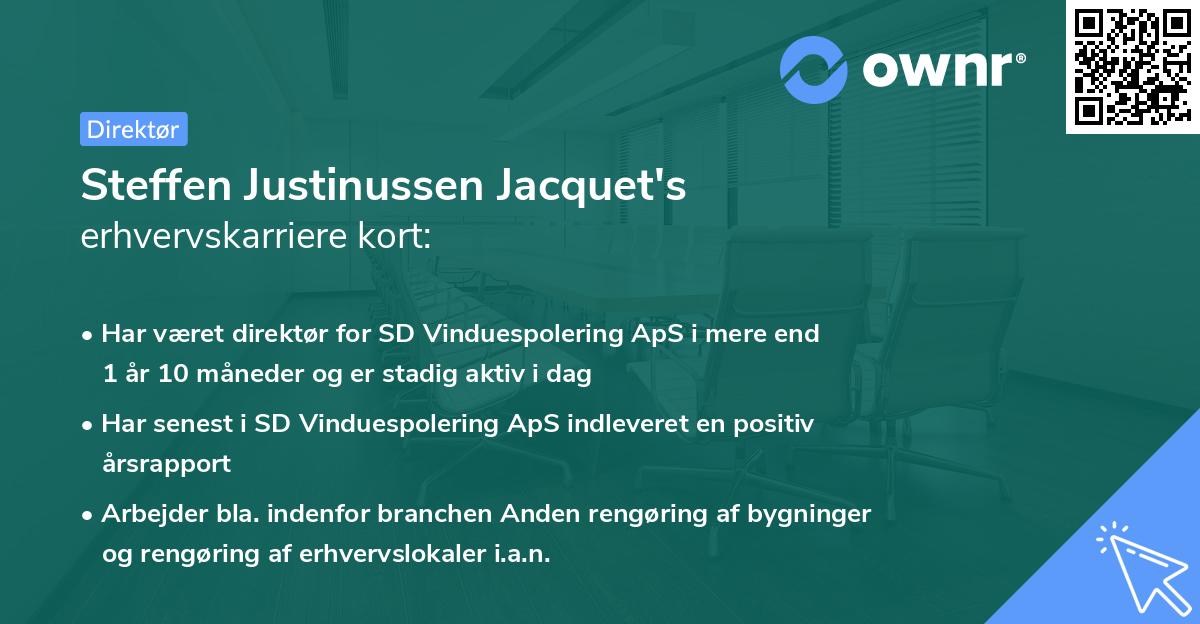 Steffen Justinussen Jacquet's erhvervskarriere kort