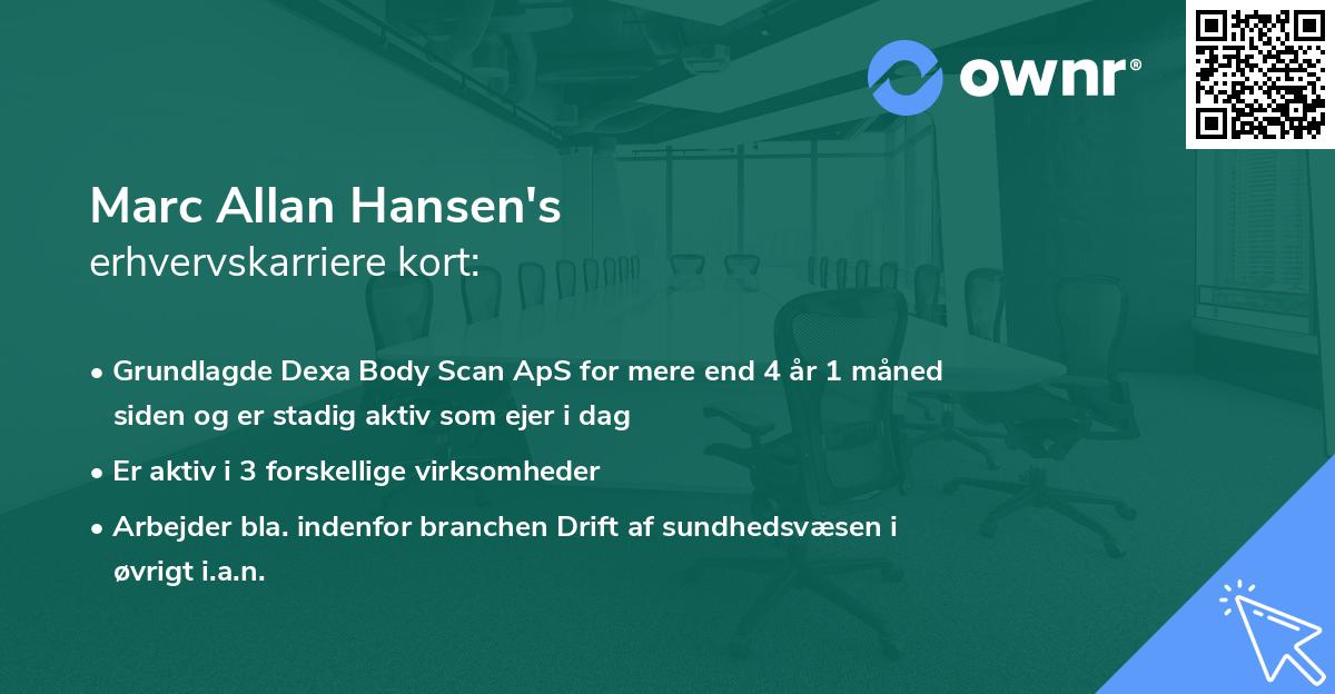 Marc Allan Hansen's erhvervskarriere kort