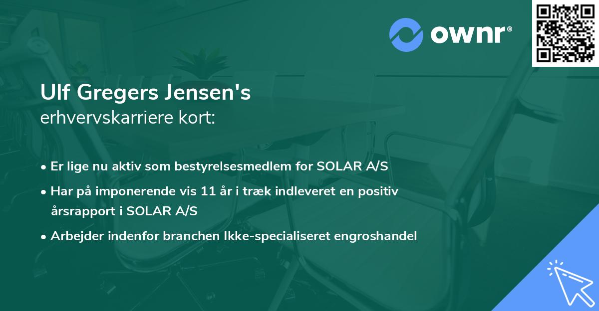 Ulf Gregers Jensen's erhvervskarriere kort